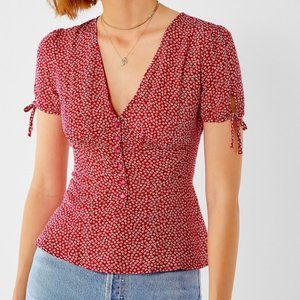 UO Button Down Tie Sleeve Blouse